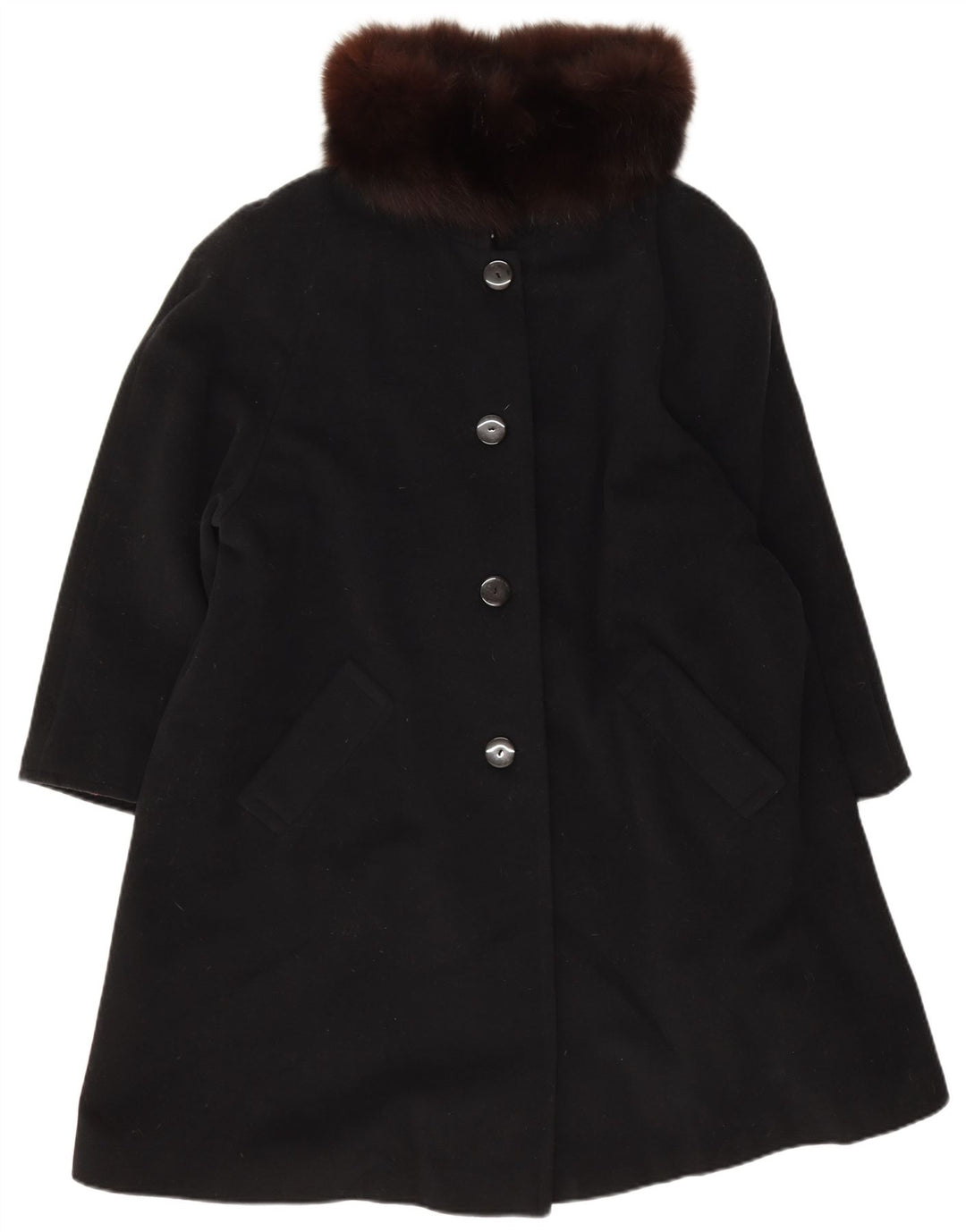 Luisa Spagnoli Manteau pour femme UK 14 Laine vierge noire moyenne