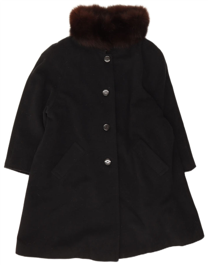 Luisa Spagnoli Manteau pour femme UK 14 Laine vierge noire moyenne