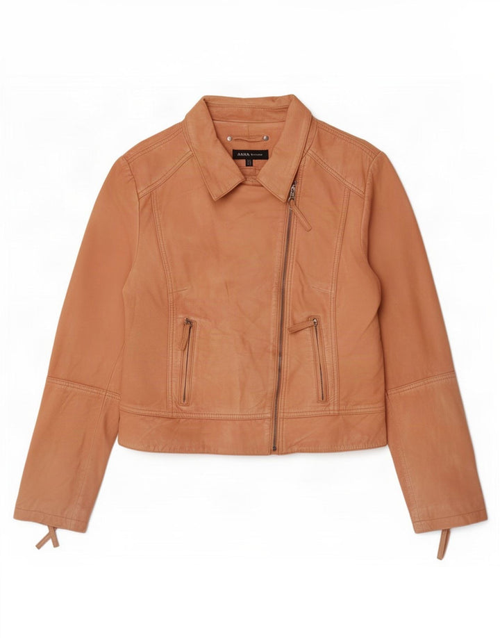 Arma Veste de motard en cuir pour femme UK 16 Large Beige