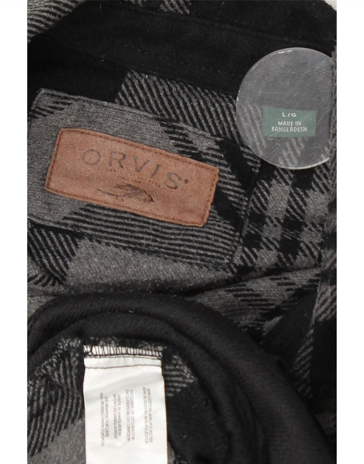 Orvis Chemise en flanelle pour homme Grand coton à carreaux gris