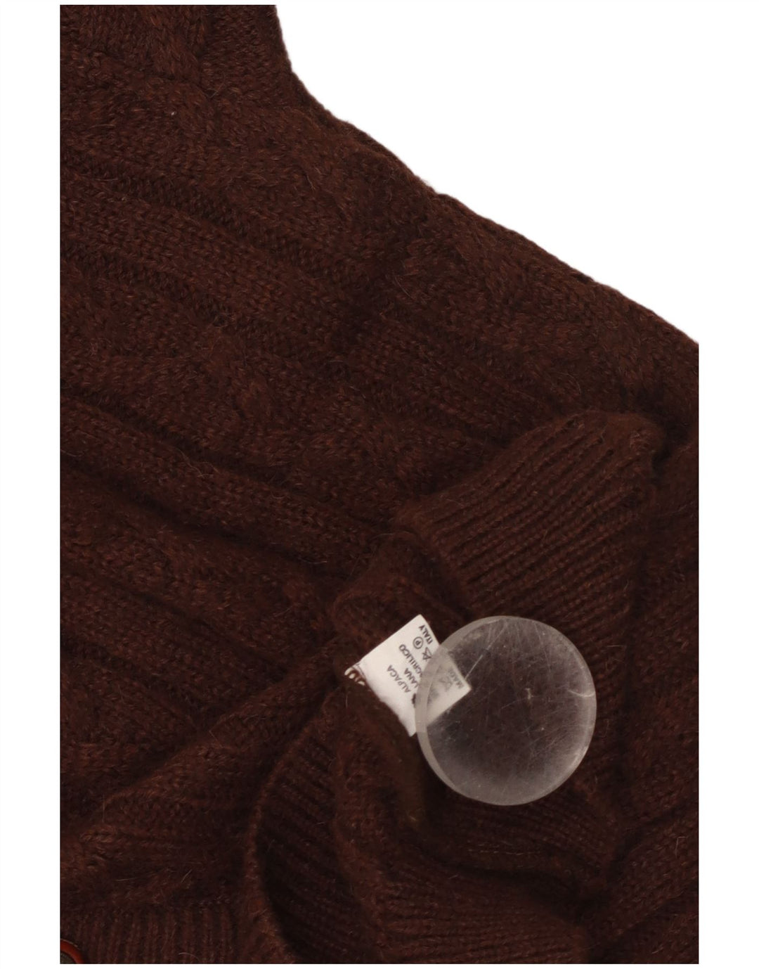 vintage Mens Cardigan Sweater IT 52 Grande laine d’alpaga marron