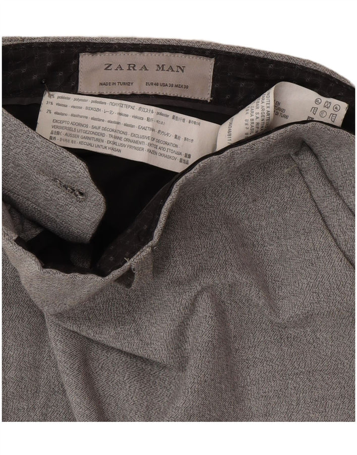 Zara Pantalon de costume slim pour homme EU 46 XL W36 L33 Gris Polyester