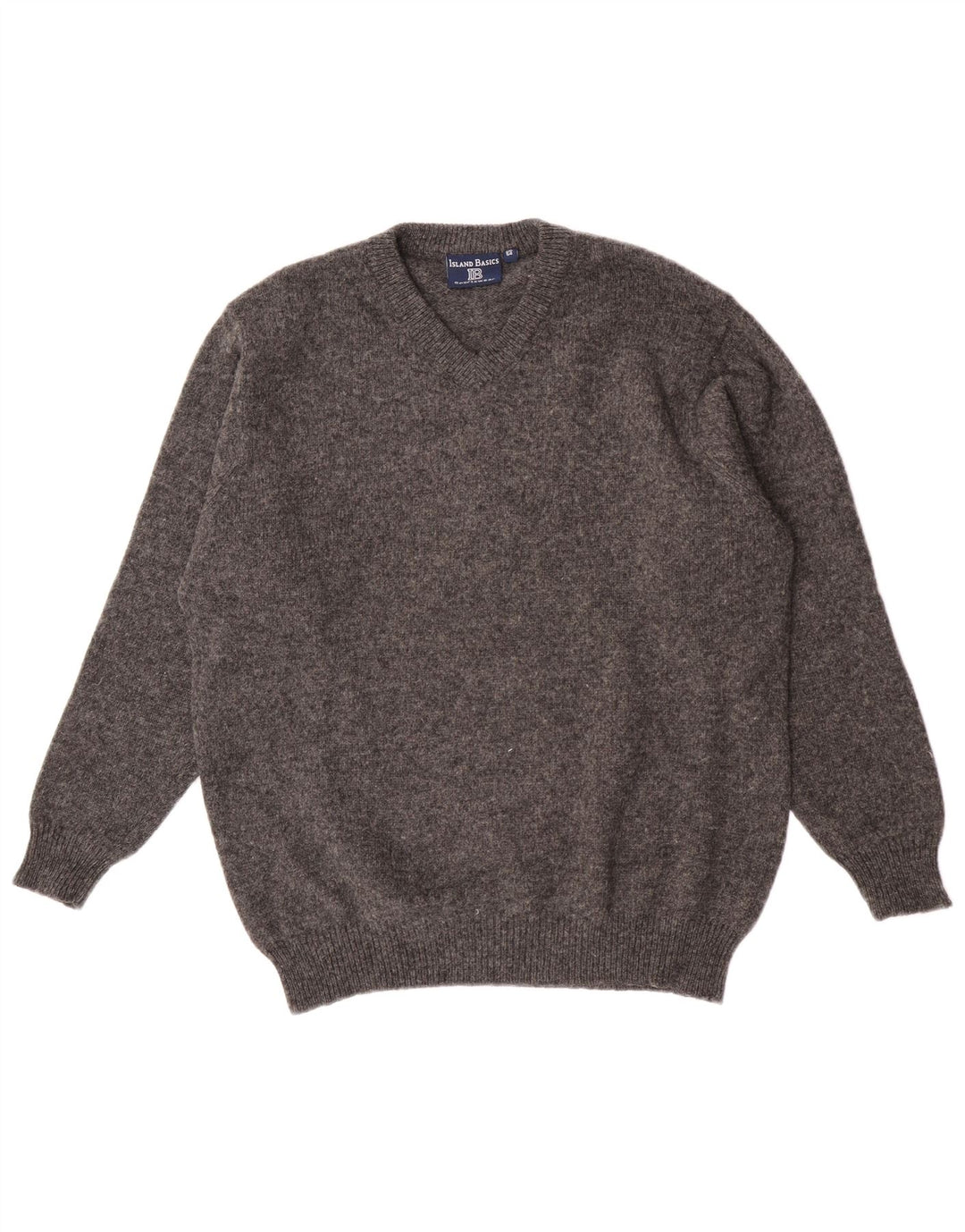 vintage Homme Col V Pull Pull IT 54 XL Laine Grise