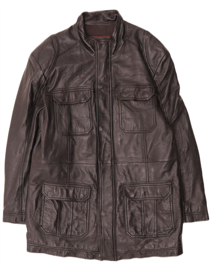 Manteau en cuir pour homme UK 40 Large Noir