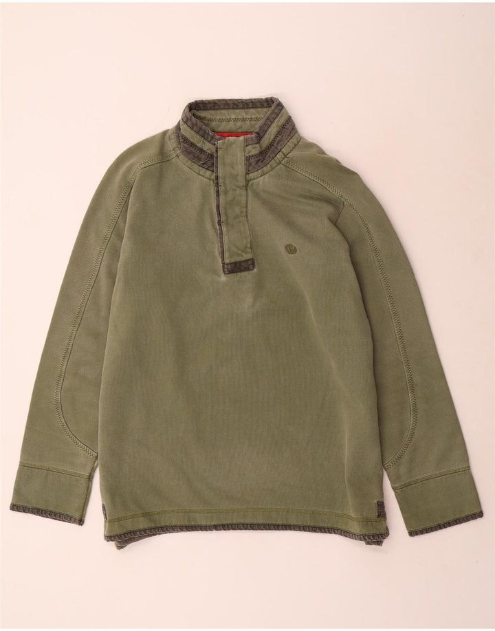 FAT FACE Sweat-shirt à col boutonné pour homme en coton kaki Taille L