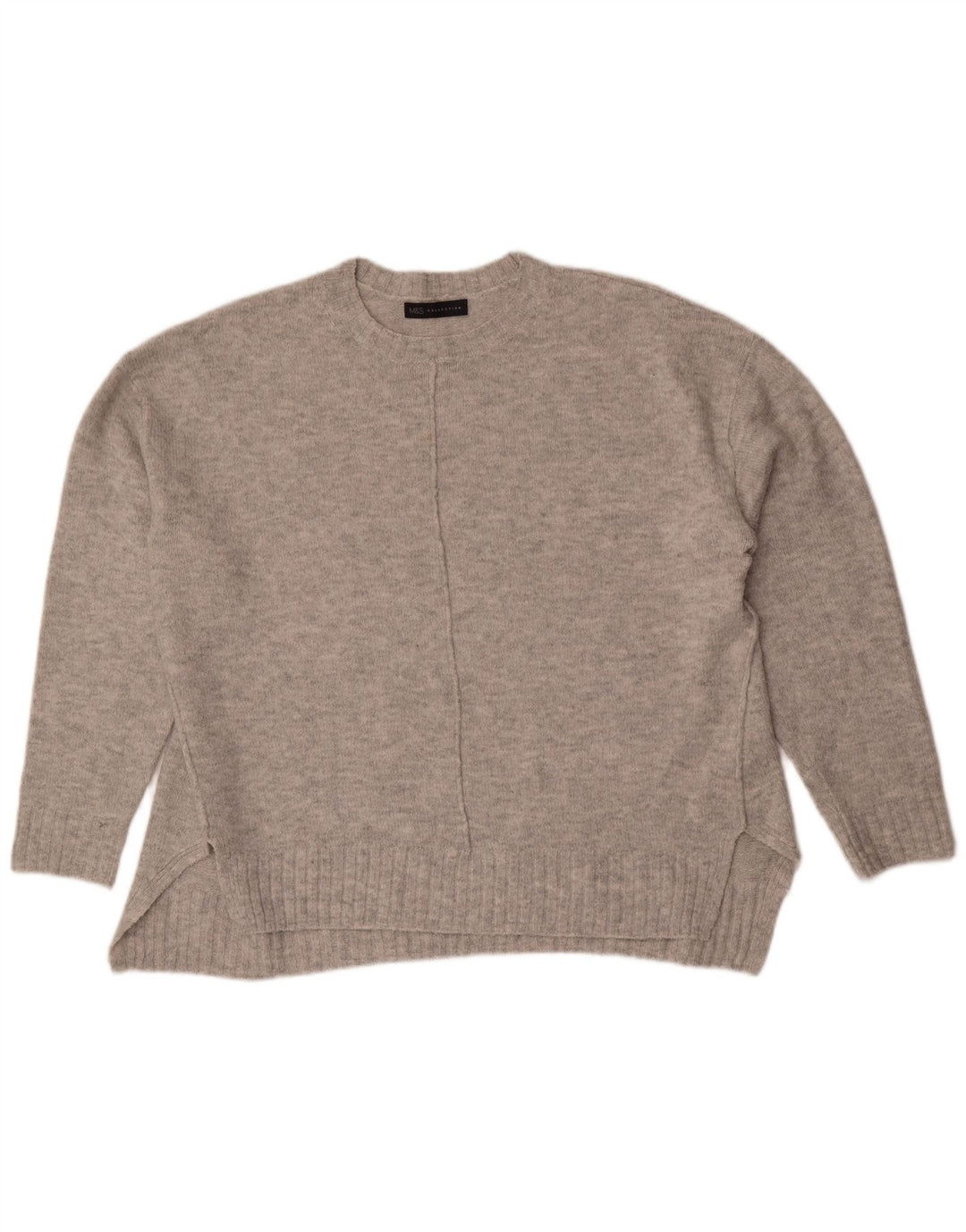 Marks & Spencer Pull surdimensionné à col rond pour femme UK 16 Large Gris