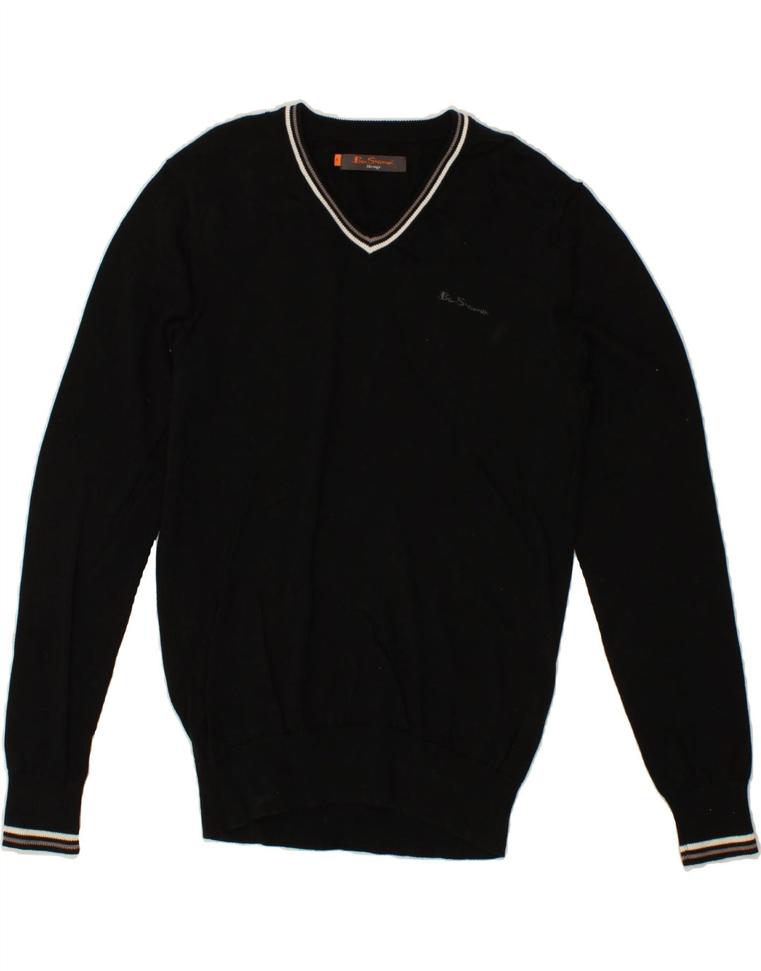 BEN SHERMAN Pull Heritage Col V Homme Noir Moyen Coton