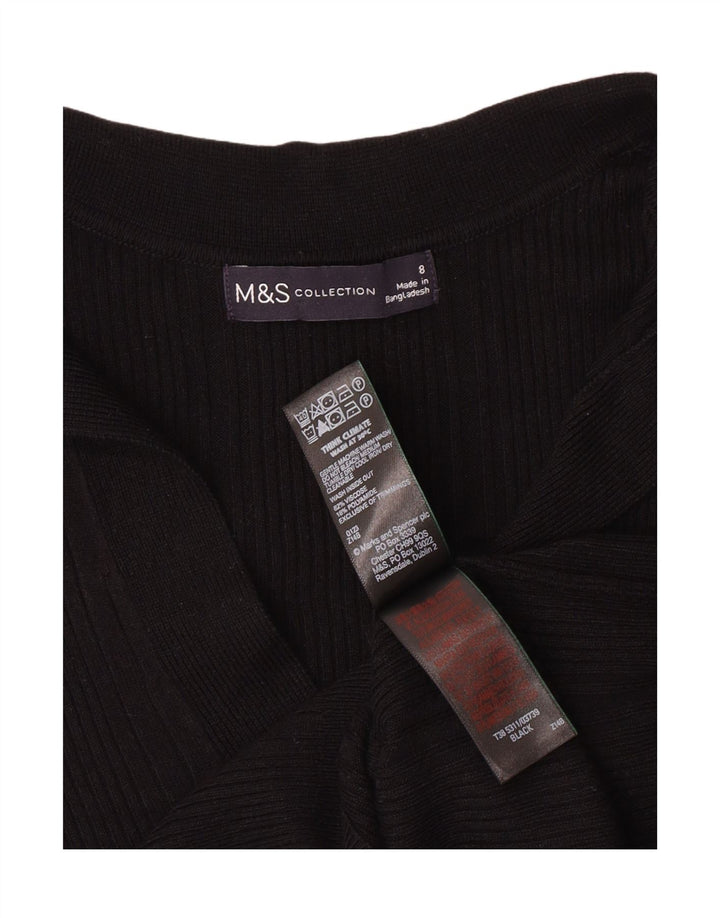 MARKS & SPENCER Pull à col polo pour femme UK 8 Small Noir Viscose