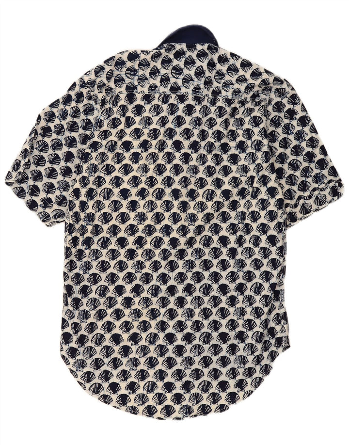 vintage Mens Abstract Pattern Chemise à manches courtes Grand coton bleu marine