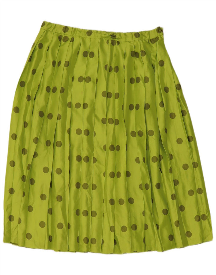 VINTAGE Jupe Plissée Femme W30 Pois Vert Moyen