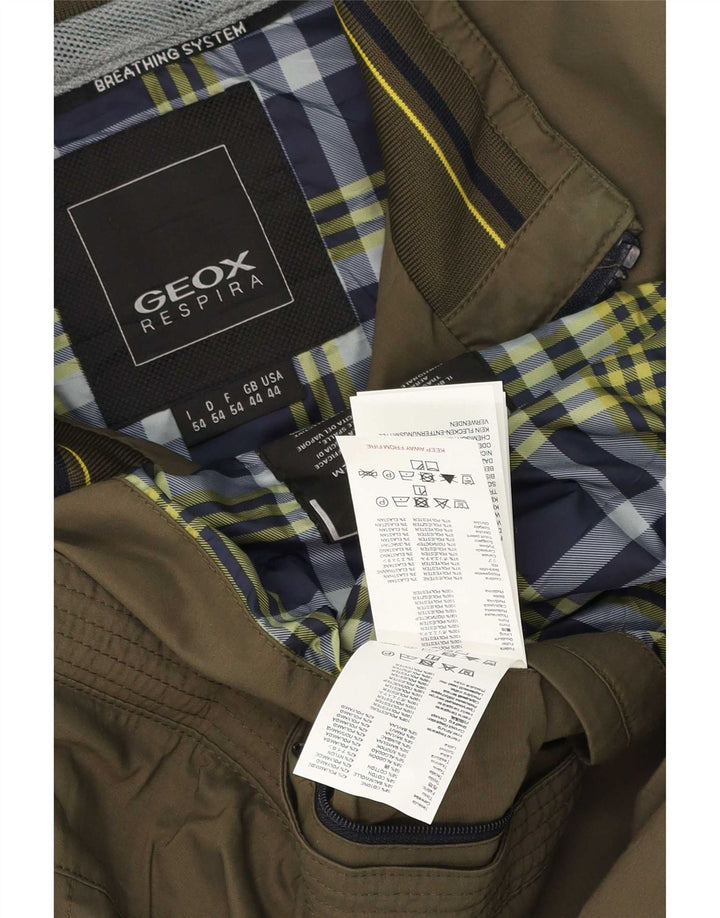Geox Veste Bomber Homme UK 44 2XL Kaki Carreaux Polyester