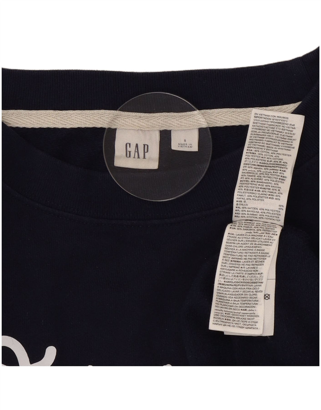 Gap Sweat-shirt graphique surdimensionné pour femme UK 10 Petit coton bleu marine