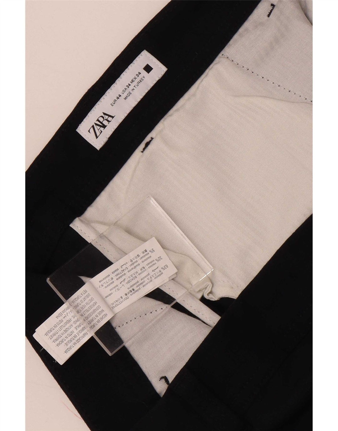 Zara Pantalon Chino Homme EU 44 Large W34 L28 Bleu Marine Polyester