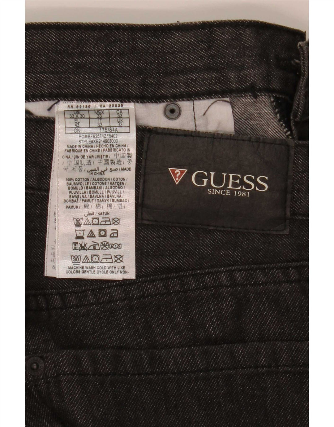 Guess Jean droit homme W33 L30 gris coton