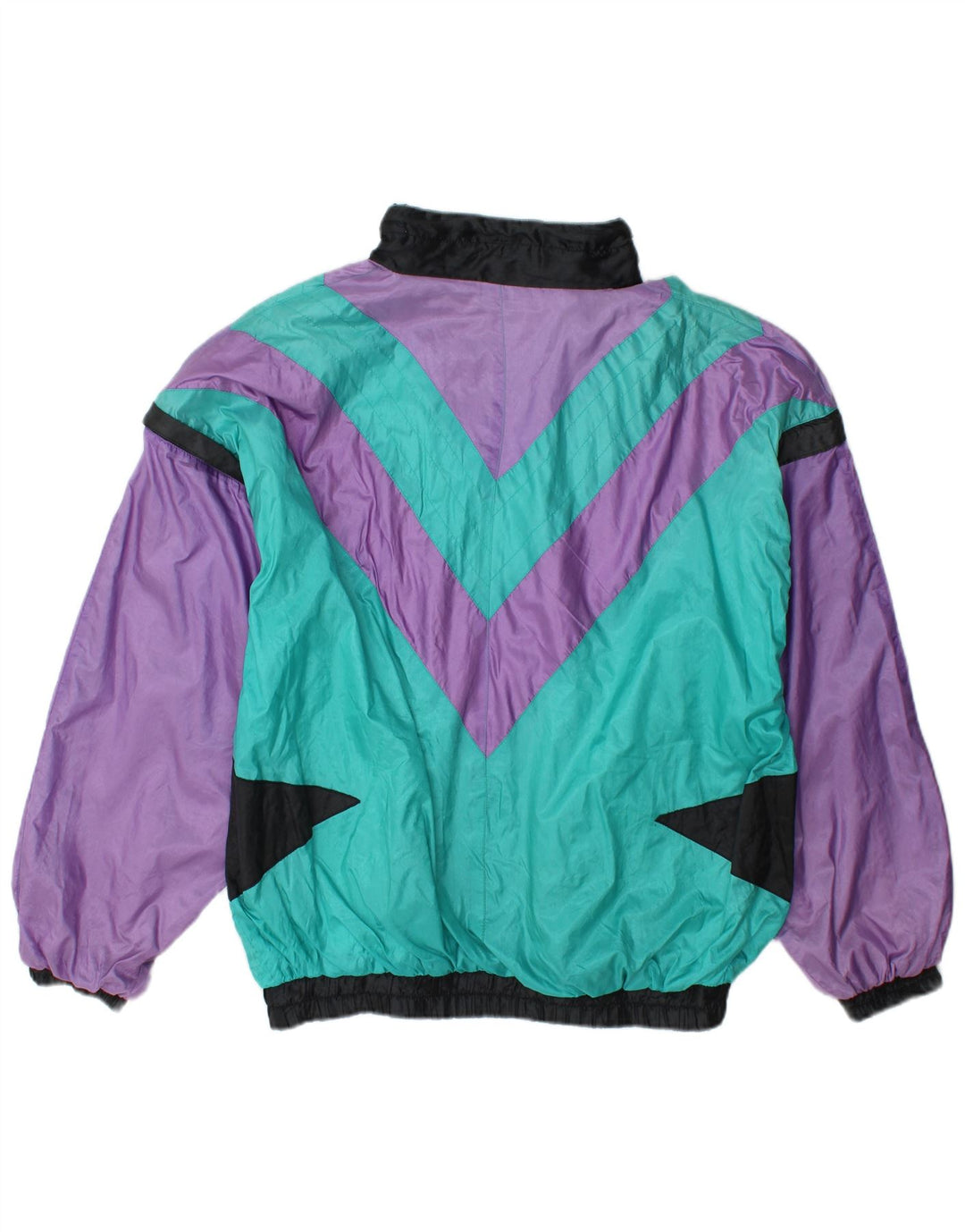 vintage Mens Survêtement Top Veste Grand Multicolore Colourblock Polyamide