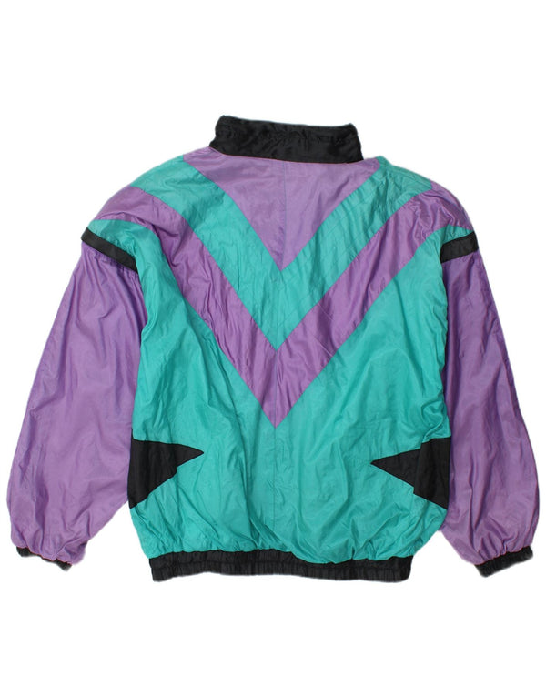 vintage Mens Survêtement Top Veste Grand Multicolore Colourblock Polyamide