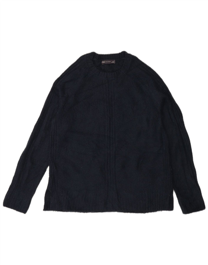 MARKS & SPENCER Womens Crew Neck Jumper Sweater UK 10 Small Navy Blue