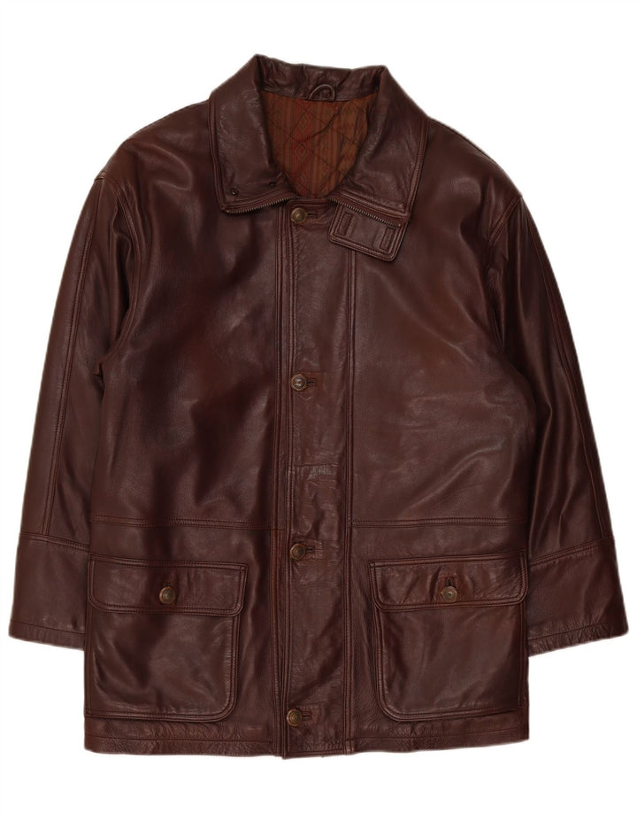 manteau en cuir homme vintage UK 38 Bourgogne moyen