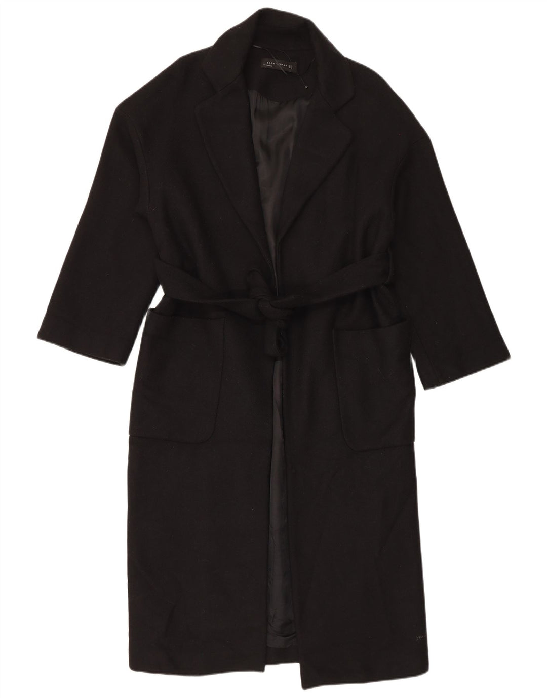 Zara Manteau surdimensionné pour femme UK 10 Petite laine noire