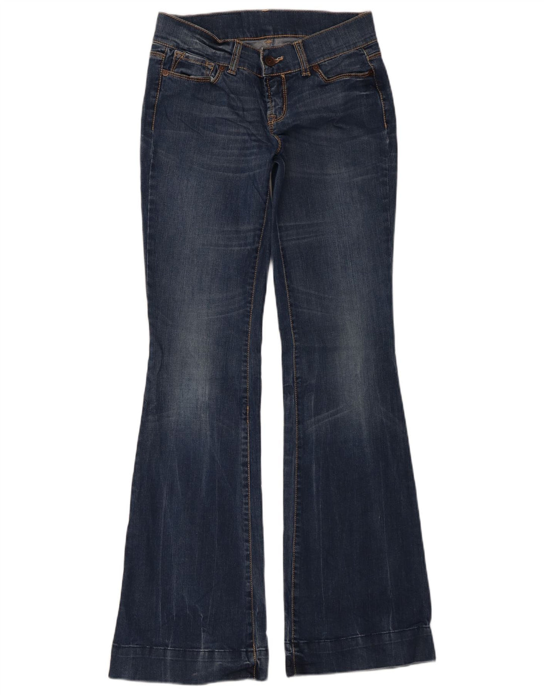 BENETTON Jean évasé pour femme IT 40 Small W28 L32 Bleu Coton