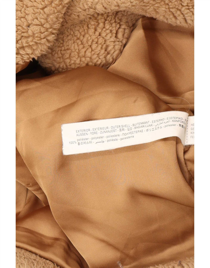 Zara Veste Sherpa surdimensionnée pour femme UK 6 XS Marron Polyester