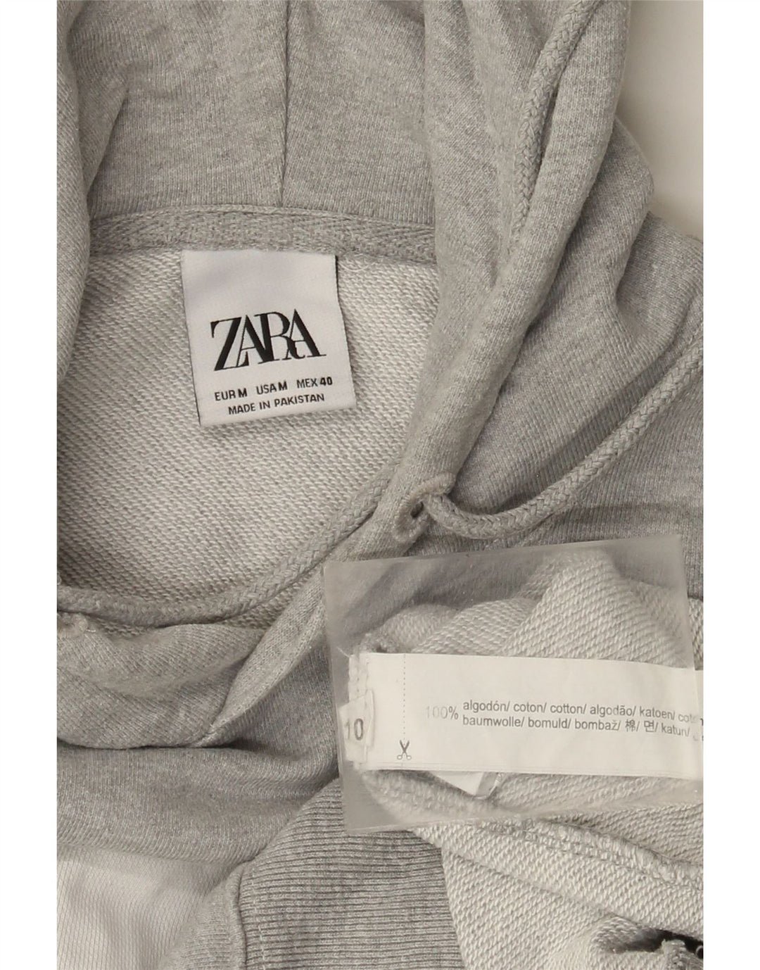Zara Pull à capuche en coton color block gris moyen pour homme