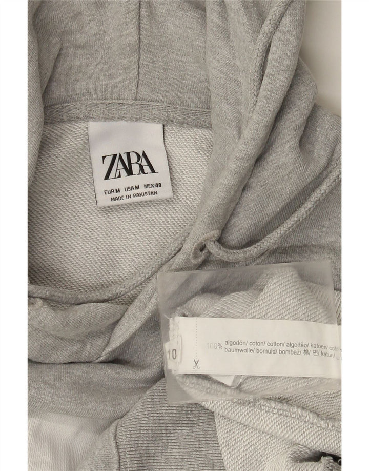 Zara Pull à capuche en coton color block gris moyen pour homme