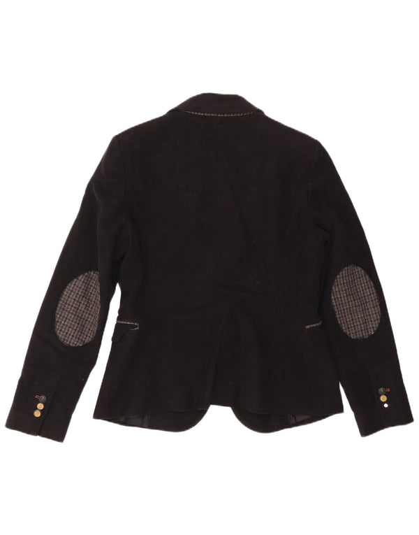 Zara Veste Blazer 1 Bouton Femme UK 14 Grand Coton Noir