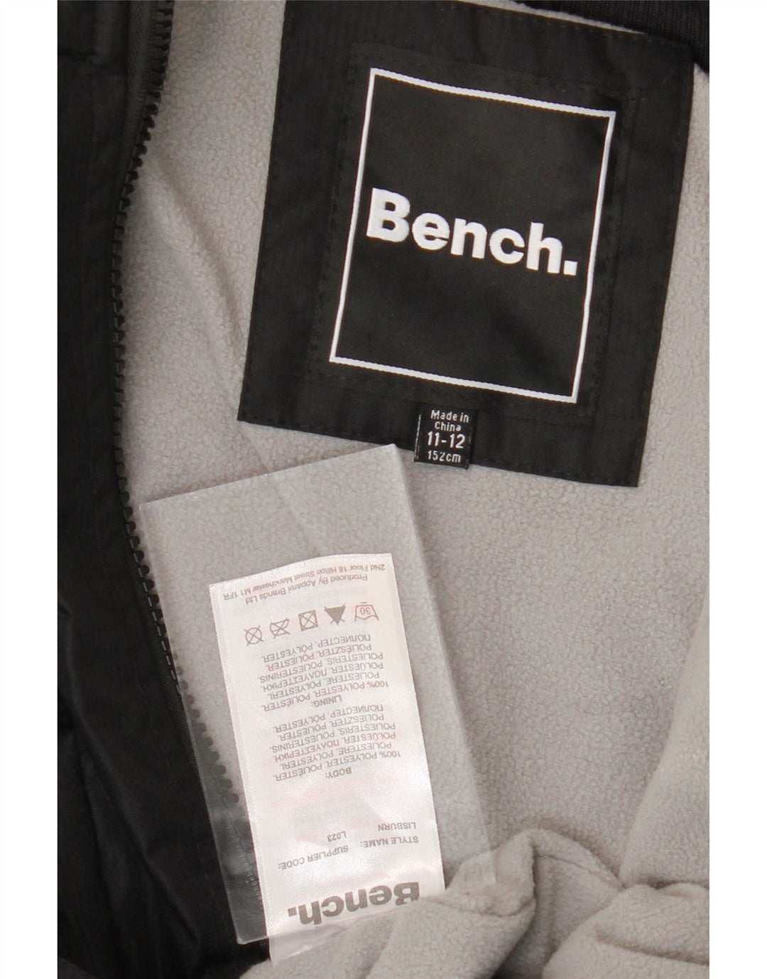 BENCH Boys Graphic Bomber Jacket 11-12 Years Black Polyester Vintage Bench and Second-Hand Bench from Messina Hembry 