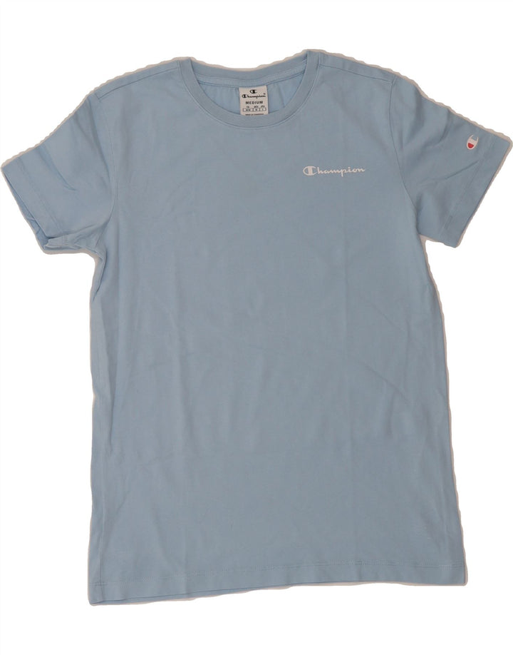 CHAMPION Womens T-Shirt Top UK 12 Medium Blue Cotton Vintage Champion and Second-Hand Champion from Messina Hembry 