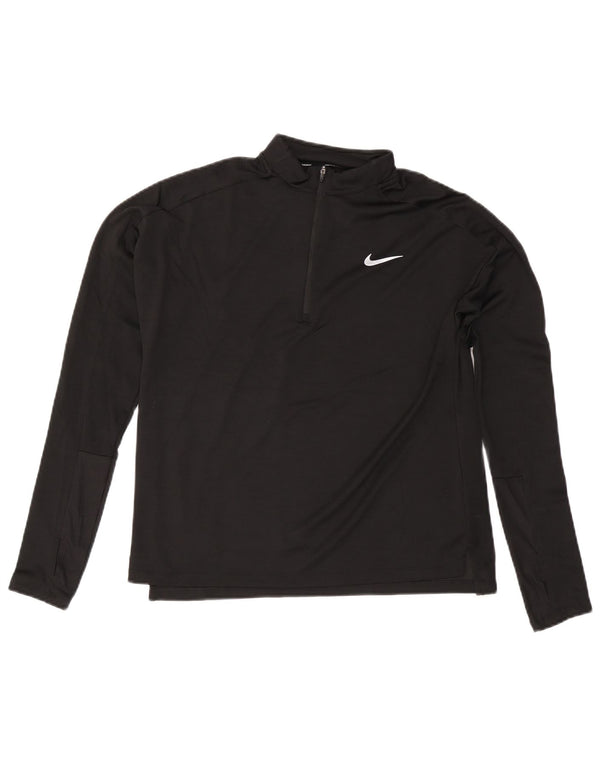 NIKE Haut de survêtement Dri Fit à col zippé pour femme UK 14 Noir moyen
