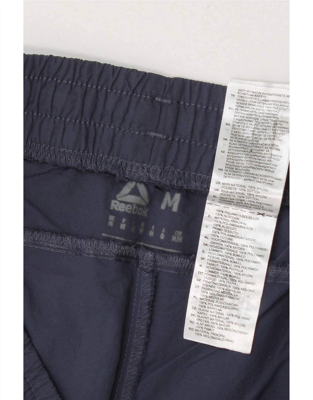 Reebok Short de Sport Homme Bleu Marine Moyen Nylon Colorblock