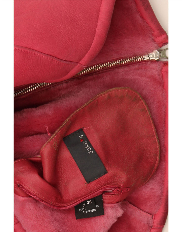 Jake's Veste en peau de mouton coupe ample pour femme EU 36 Petit cuir rose