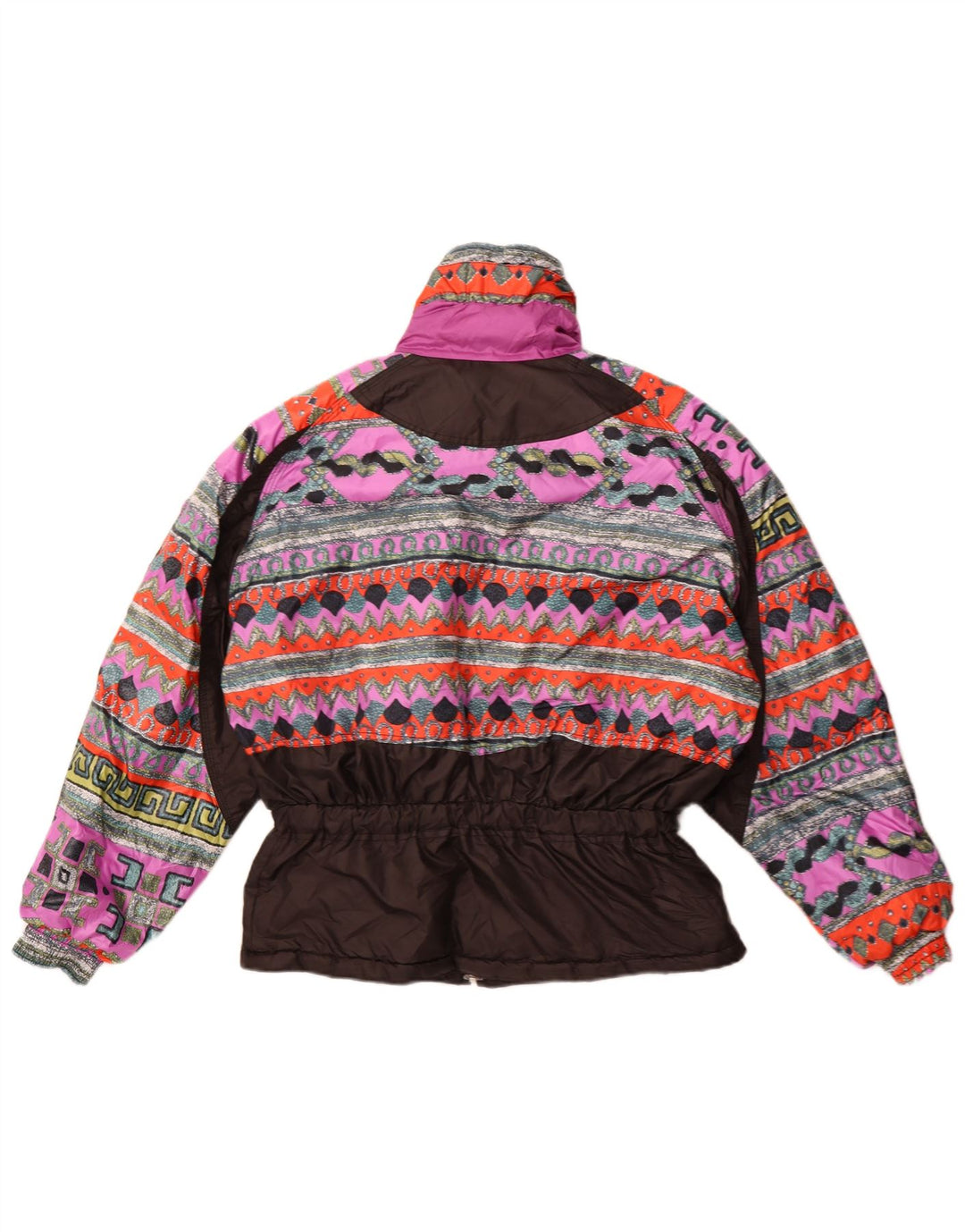 veste coupe-vent femme vintage EU 42 Grand polyester géométrique noir