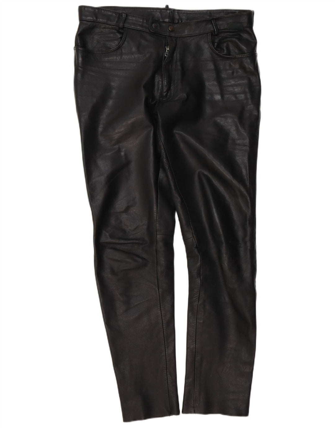 Pantalon en cuir slim vintage pour hommes W37 L34 Cuir noir