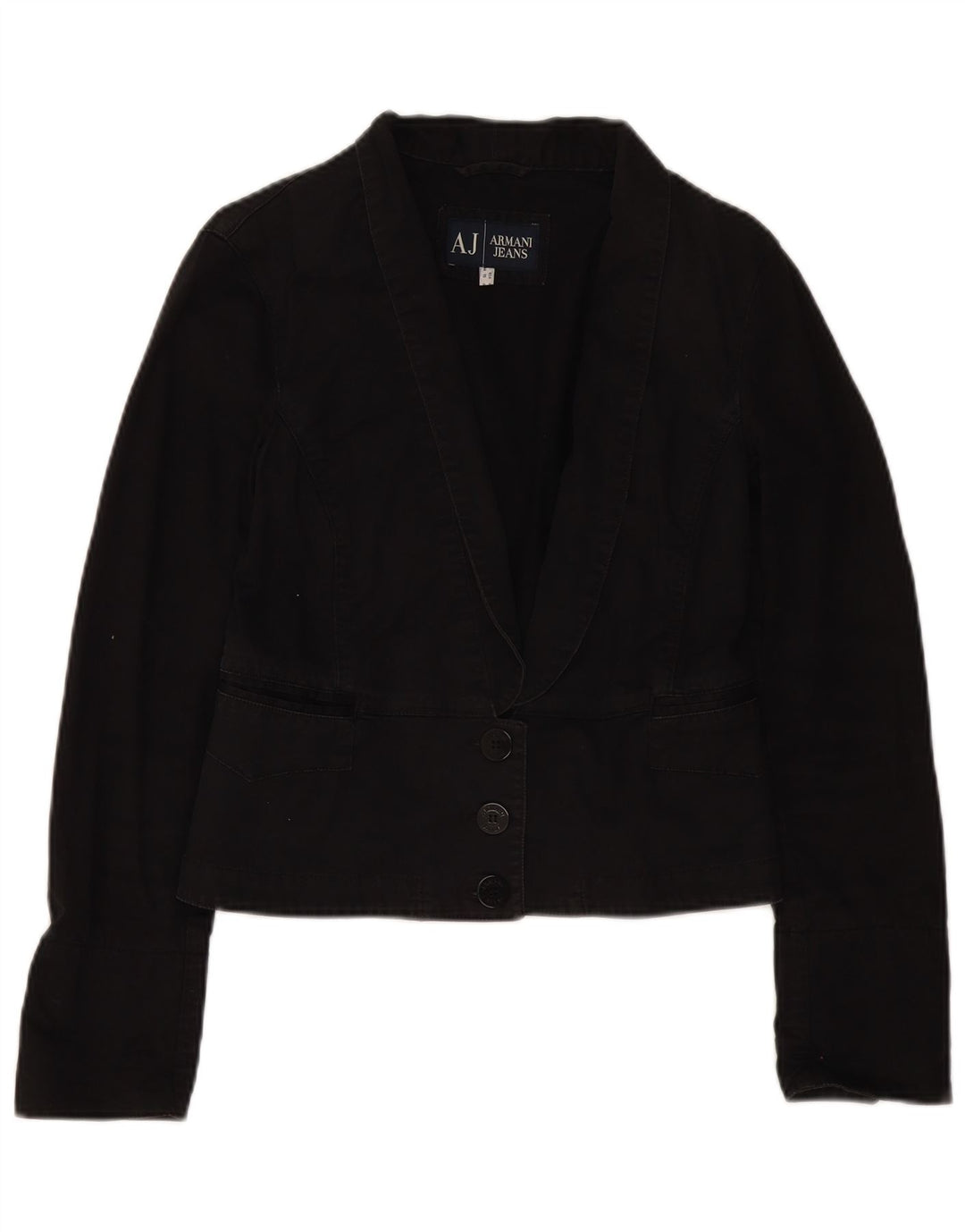 Armani Jeans Veste Blazer Crop 3 Boutons Femme IT 44 Coton Noir Moyen