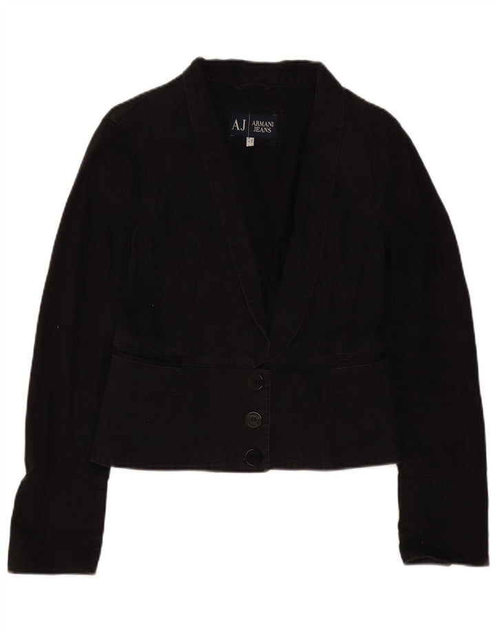 Armani Jeans Veste Blazer Crop 3 Boutons Femme IT 44 Coton Noir Moyen
