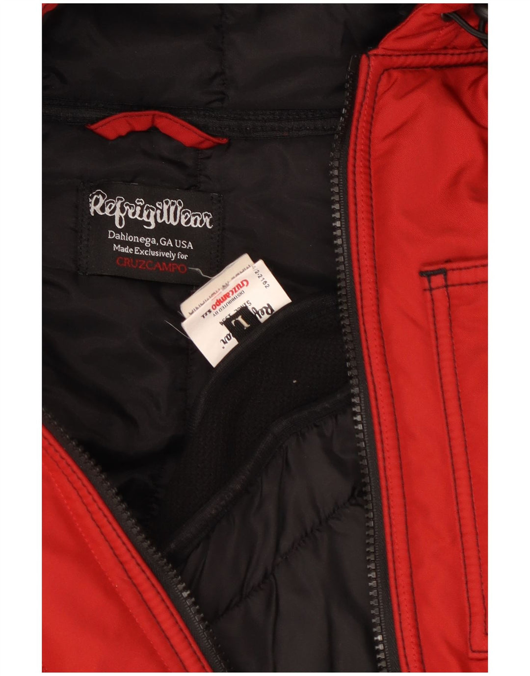 Refrigiwear Veste matelassée à capuche pour femme UK 16 Large Rouge Colorblock
