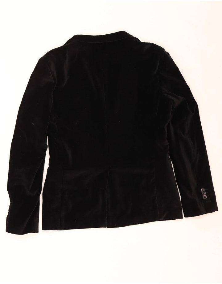 VINTAGE Veste blazer en velours à 2 boutons pour homme UK 36 Petit Noir