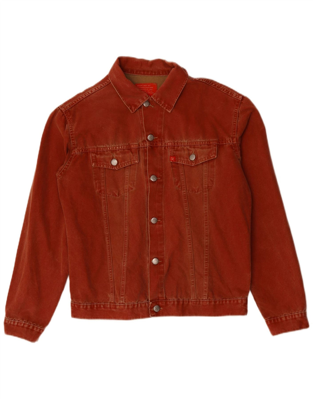 VINTAGE Veste en denim homme UK 40 Grand coton orange