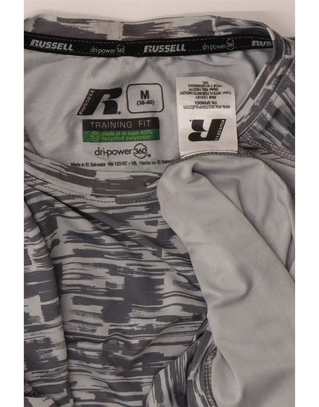 RUSSELL ATHLETIC T-Shirt Dri-Power Homme Gris Moyen Rayures