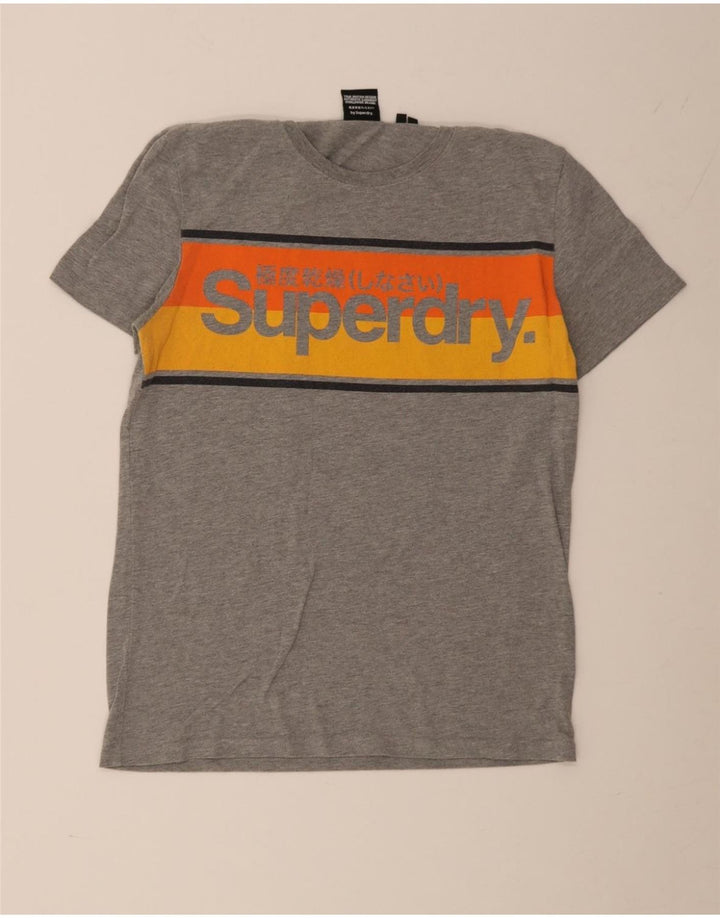 Superdry T-Shirt Graphique Homme Gris Moyen Colourblock Cotton