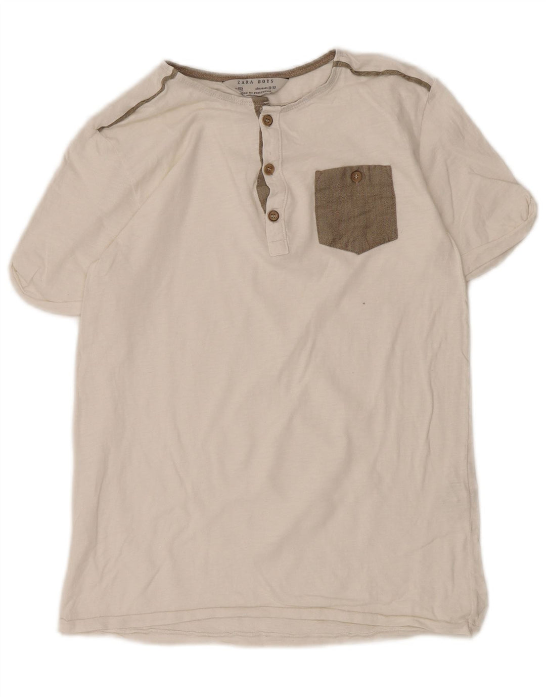 ZARA Boys T-Shirt Top 11-12 Years White Cotton