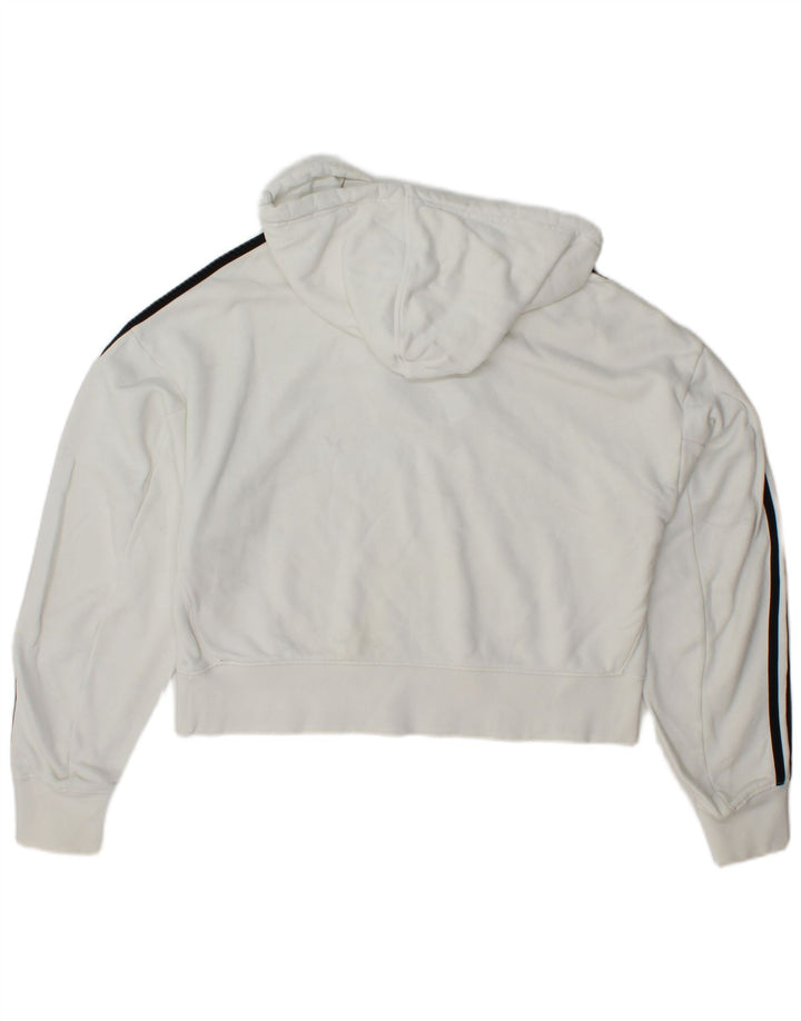 ADIDAS Pull à capuche court surdimensionné pour femme UK 8 Petit coton blanc
