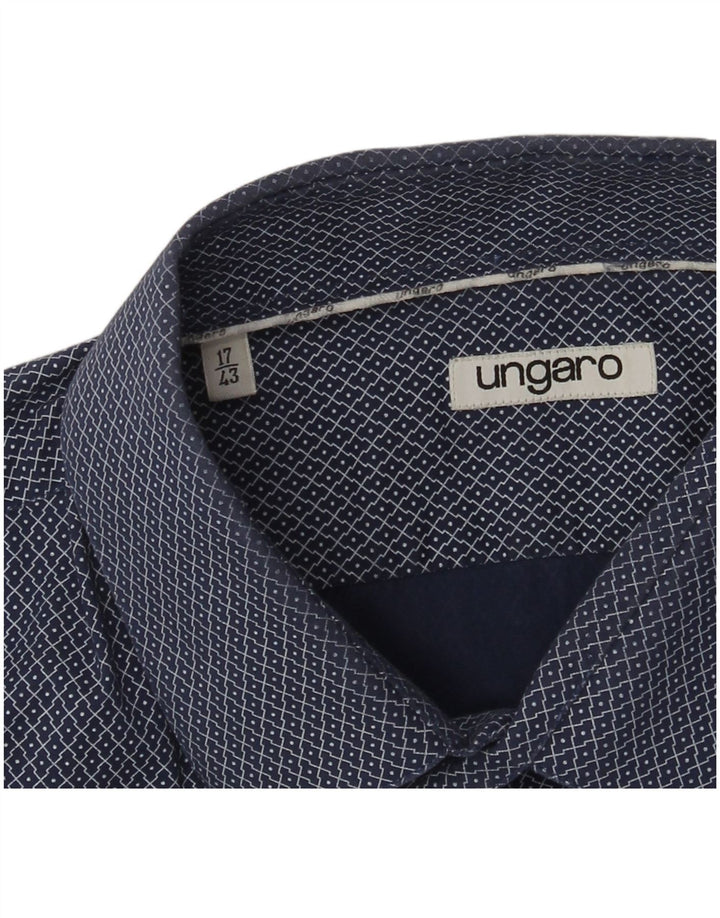 Ungaro Chemise Homme Taille 17 43 XL Bleu Marine Géométrique