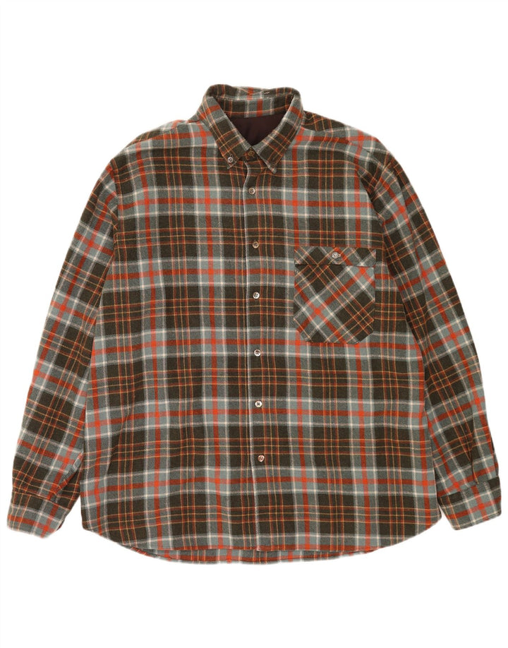 vintage Mens Lumberjack Flanelle Chemise XL Kaki Check