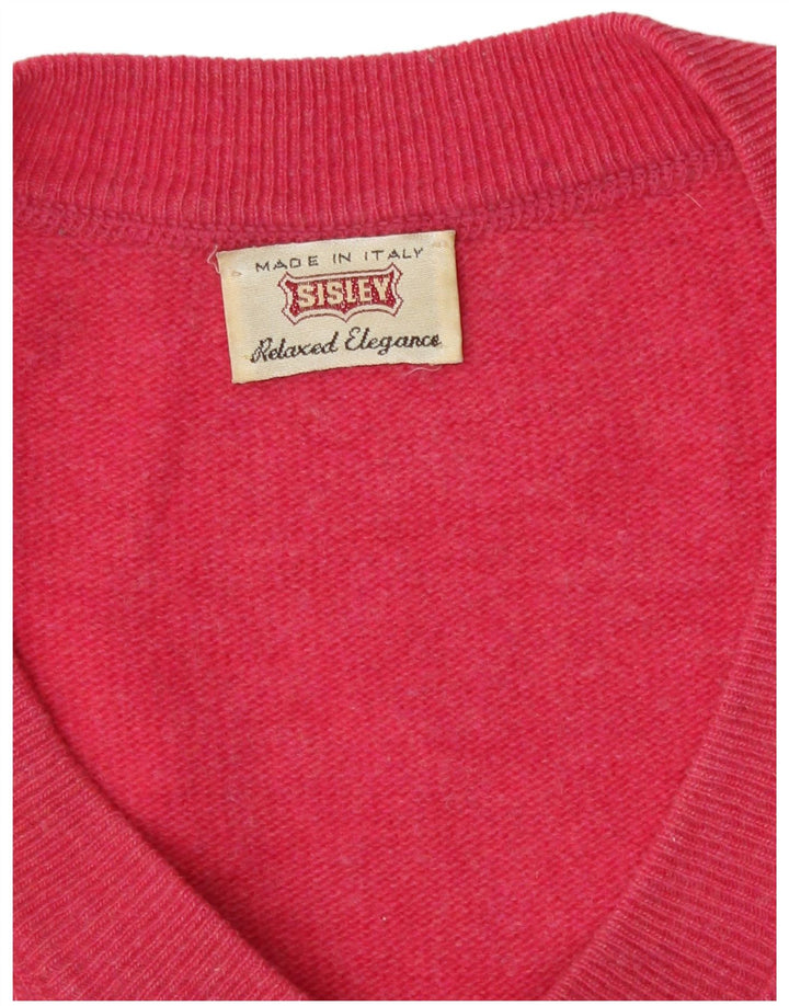 Sisley Pull surdimensionné à col en V pour femme UK 14 Rose moyen
