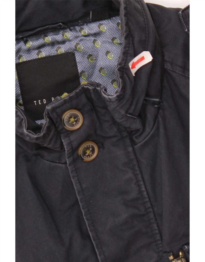 Ted Baker Veste militaire à capuche pour homme Taille 3 Bleu marine moyen Coton