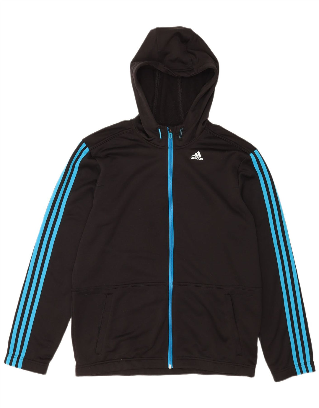 Adidas Hommes Climalite Zip Sweat À Capuche Grand Noir Polyester