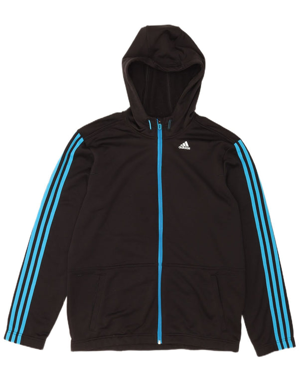 Adidas Hommes Climalite Zip Sweat À Capuche Grand Noir Polyester